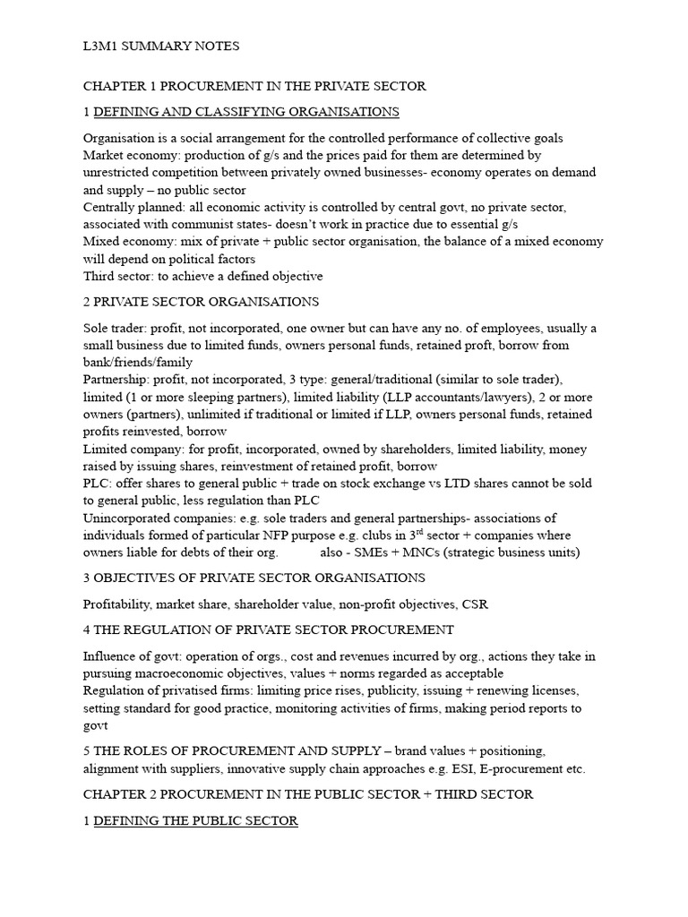 L3M1 SUMMARY NOTES | Download Free PDF | Procurement | Market Power