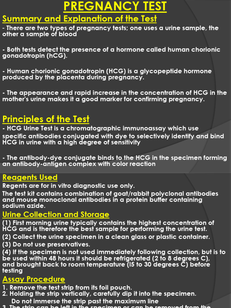 pregnancy test | PDF | Human Chorionic Gonadotropin | Medical Specialties