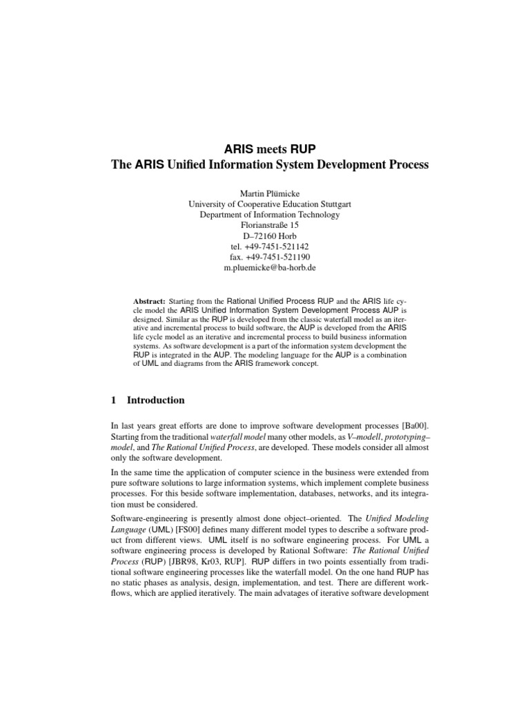 ARIS Unified Process Development Guide | PDF | Software Development ...