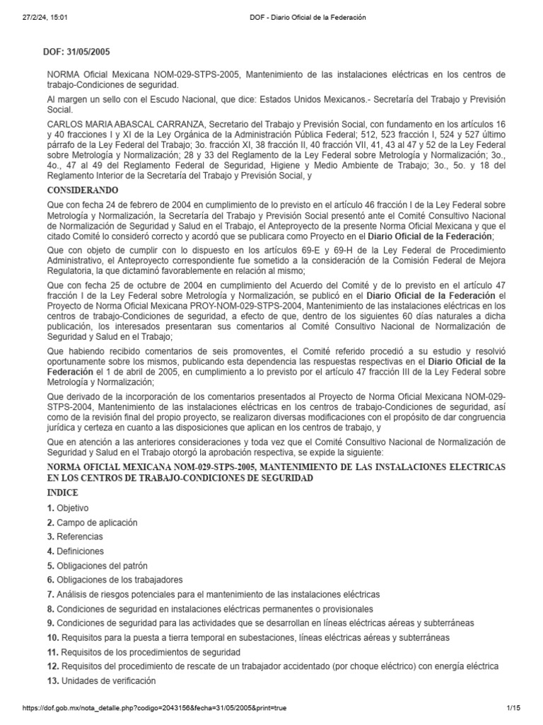 Nom 029 STPS 2005 | PDF | Aislador (Electricidad) | Ingenieria Eléctrica