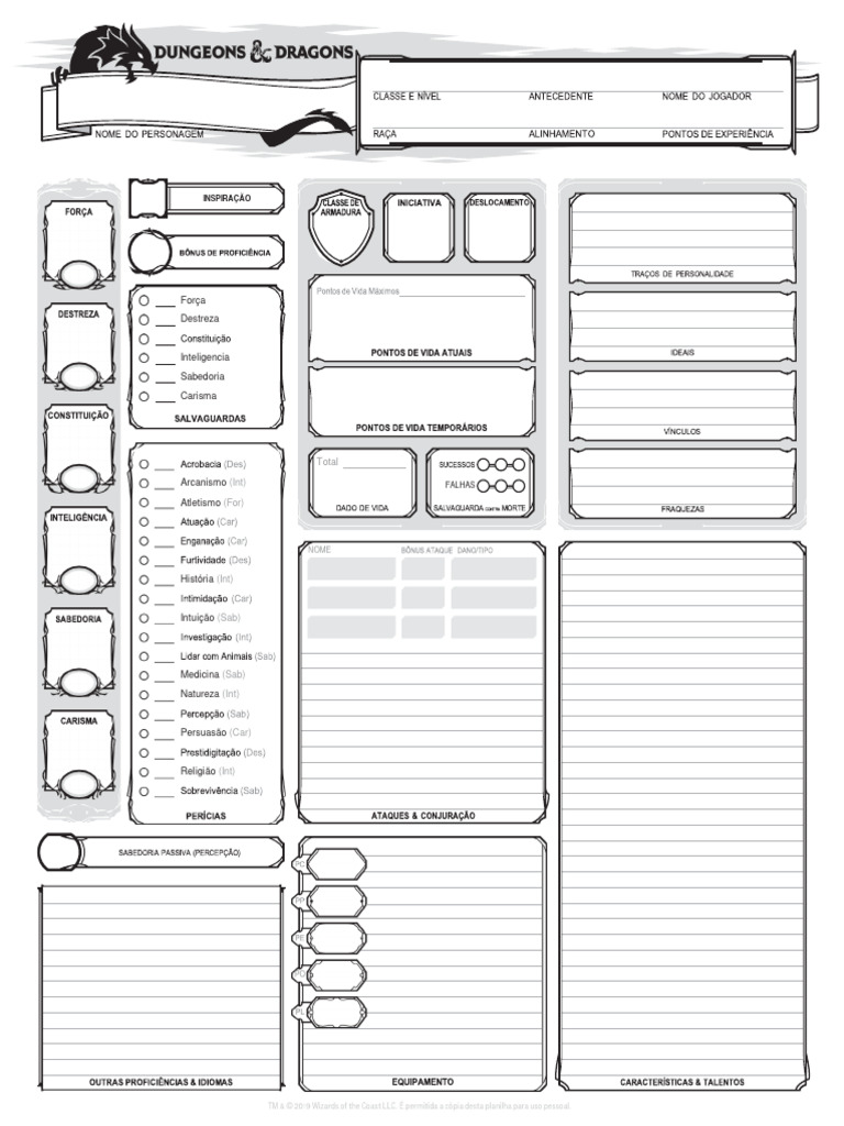 Planilha de Personagem para RPG | PDF