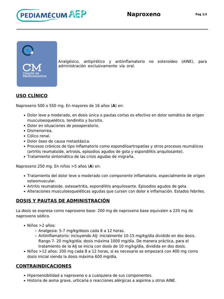 Naproxeno AEP | PDF | Droga anti-inflamatoria libre de esteroides ...