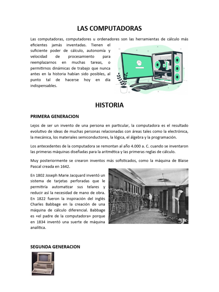 Evolución y Partes de las Computadoras | PDF | Hardware de la ...