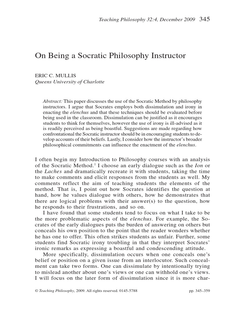Socratic Method in Philosophy Teaching | PDF | Socrates | Irony