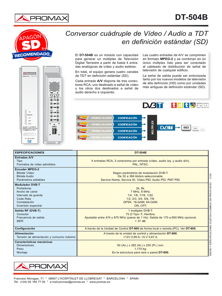 Conversor Cuádruple TDT SD DT-504B | PDF | Vídeo | Televisión de alta ...