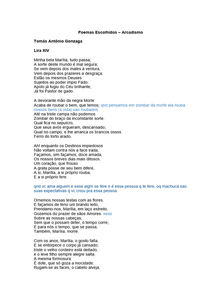 Poemas do Arcadismo: Amor e Natureza | PDF | Direito | Juvenil