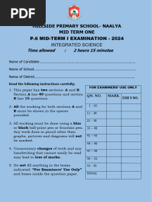 Hillside Naalya P.6 Sci Mid Term One 2024