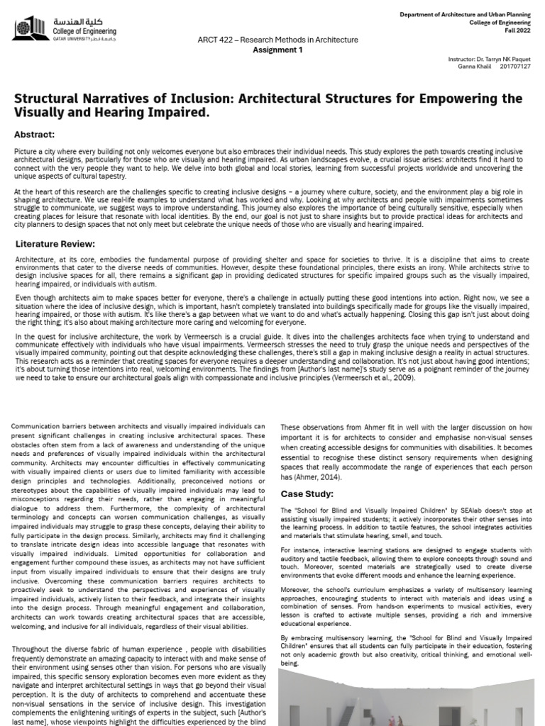Ganna+Khalil +assignment+1 | PDF | Senses | Visual Impairment