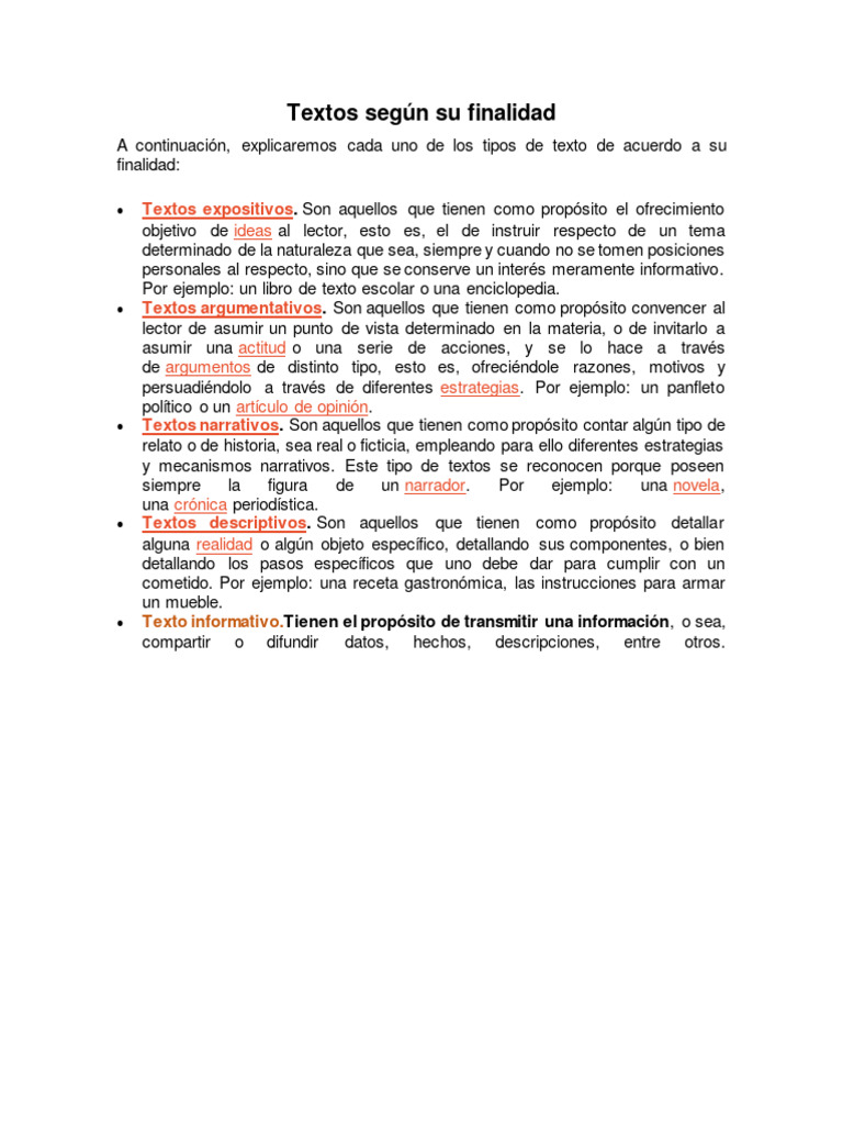 Textos según su finalidad | PDF