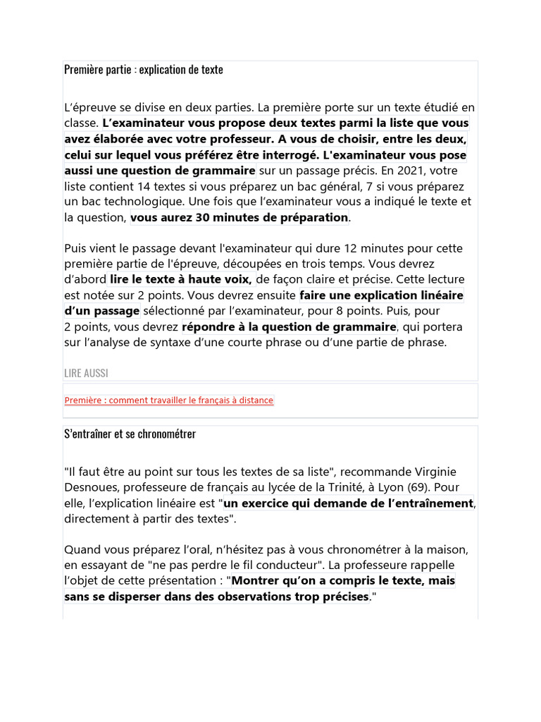 Oral de Français : Guide de Préparation | PDF | Phrase