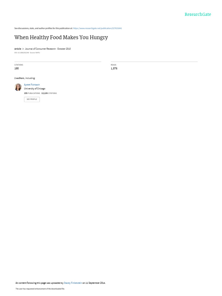 When Healthy Food Makes You Hungry PDF Eating Motivation