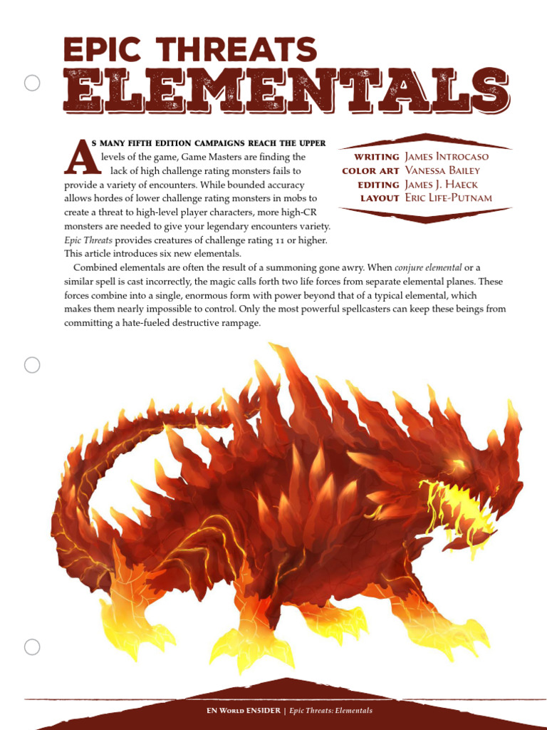 Epic Elemental Creatures for D&D | PDF