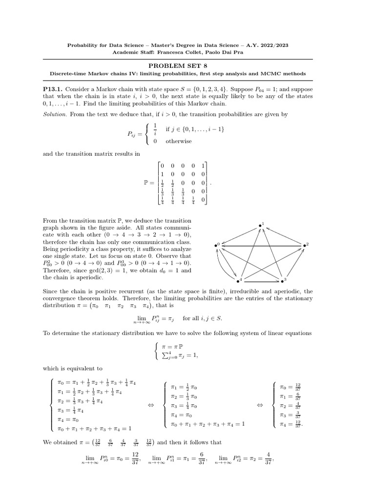 Solution Set P DS 13 | PDF | Markov Chain | Applied Mathematics