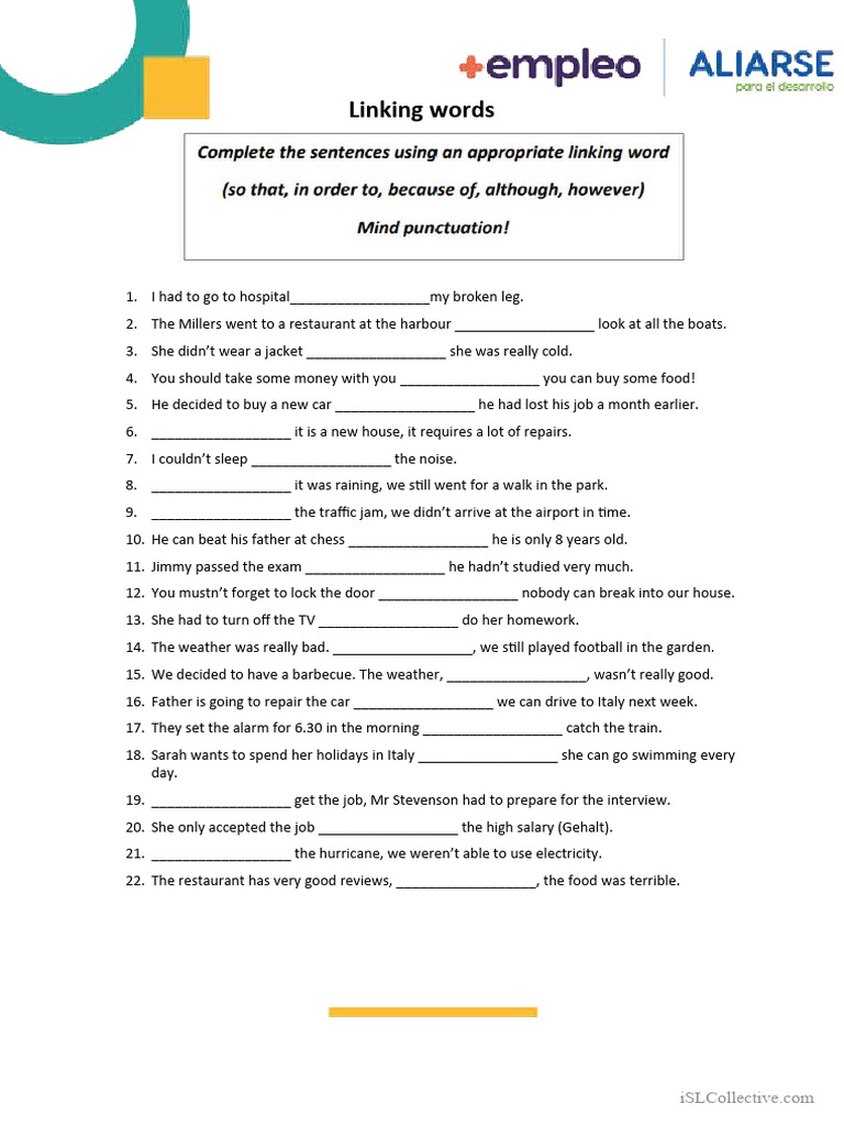 Linking Words - Activity 3 | PDF | Cooking, Food & Wine