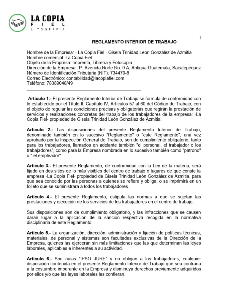 Modelo Reglamento General 2021 | PDF | Derecho laboral | Impresión