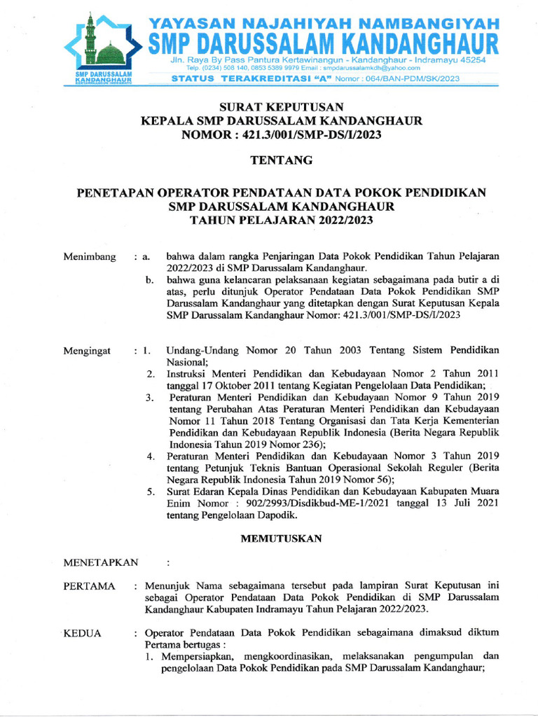 Sk Operator Sekolah Pdf