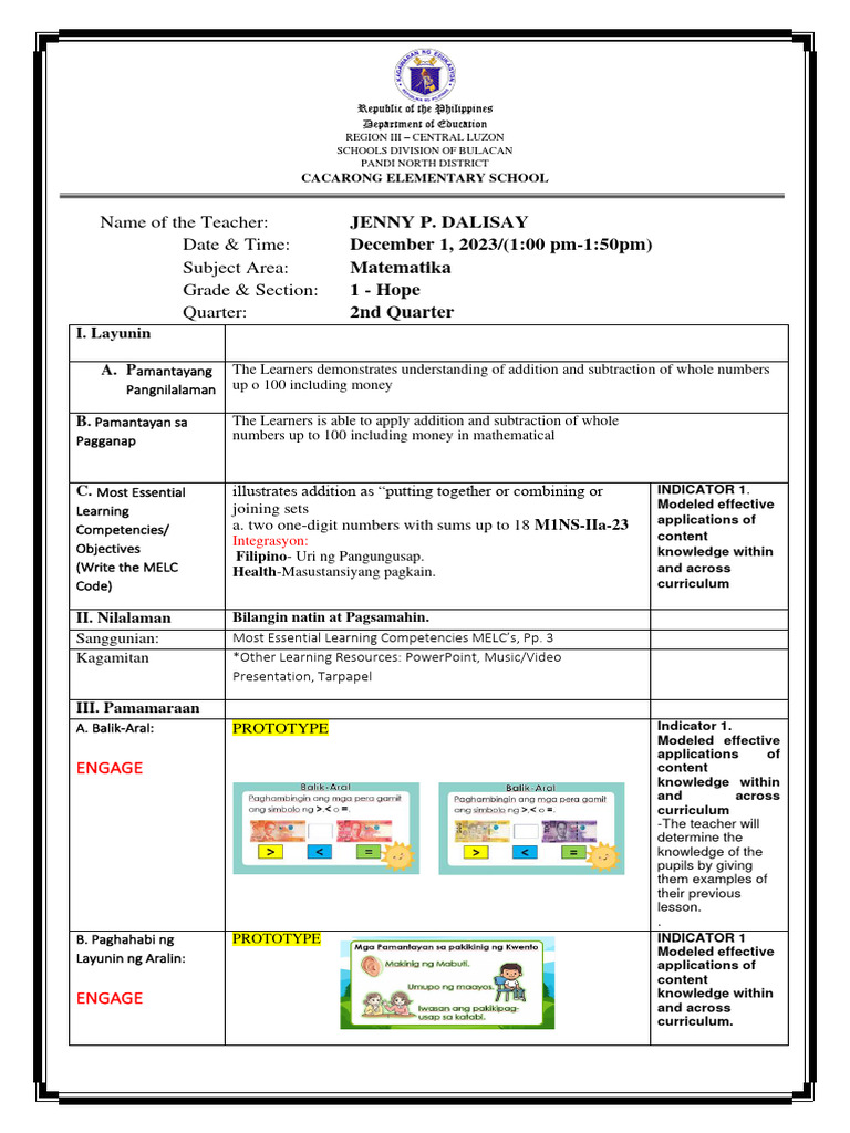 5E Lesson Plan for Grade 1 Math | PDF | Curriculum | Learning