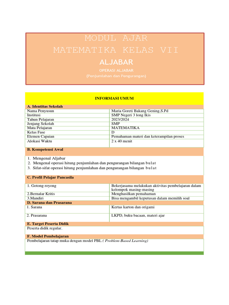 Hasil Perkalian Aljabar 5x dan 3x | PDF