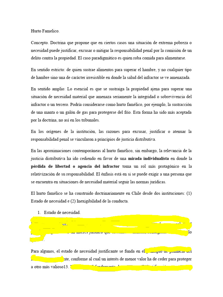 Hurto Famelico: Concepto y Justificación | PDF | Justicia | Crimen y ...