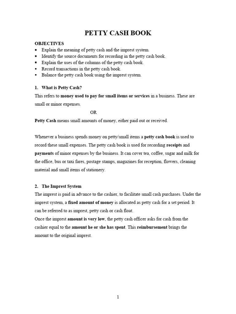 PETTY CASH BOOK | PDF | Voucher | Payments
