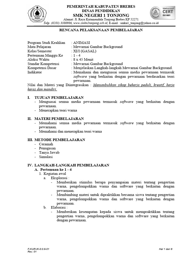RPP Mewarnai Gambar Background | PDF | Komputer