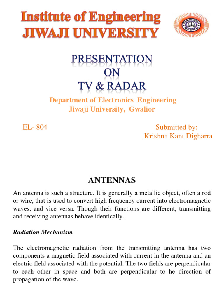 Tv Radar Pdf Antenna Radio Electromagnetic Radiation