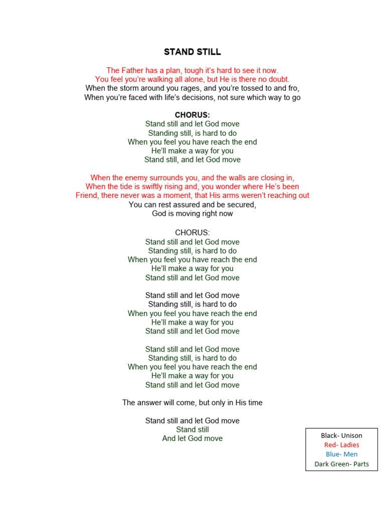 Stand still lyrics pdf