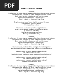 GOOD OLD GOSPEL SINGING Lyrics