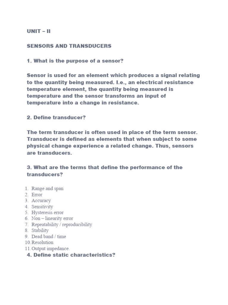 Sensors and Transducers Overview | PDF | Inductor | Sensor