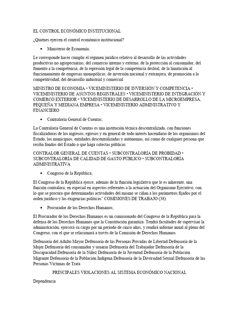 Control Económico e Institucional en el País | PDF | Corrupción ...