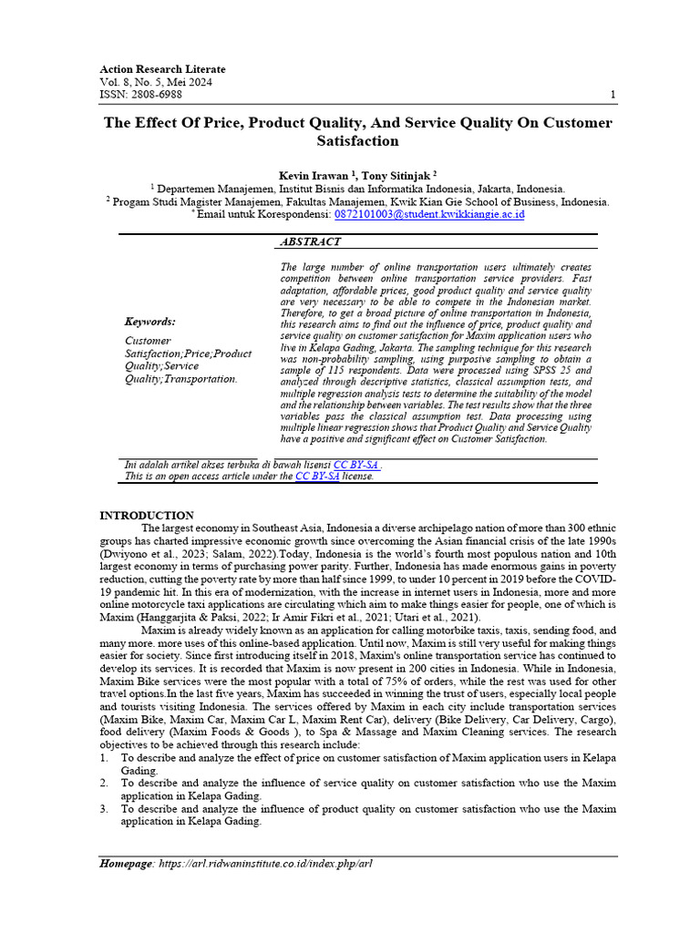 Impact of Price and Quality on Satisfaction | PDF | F Test | Product ...