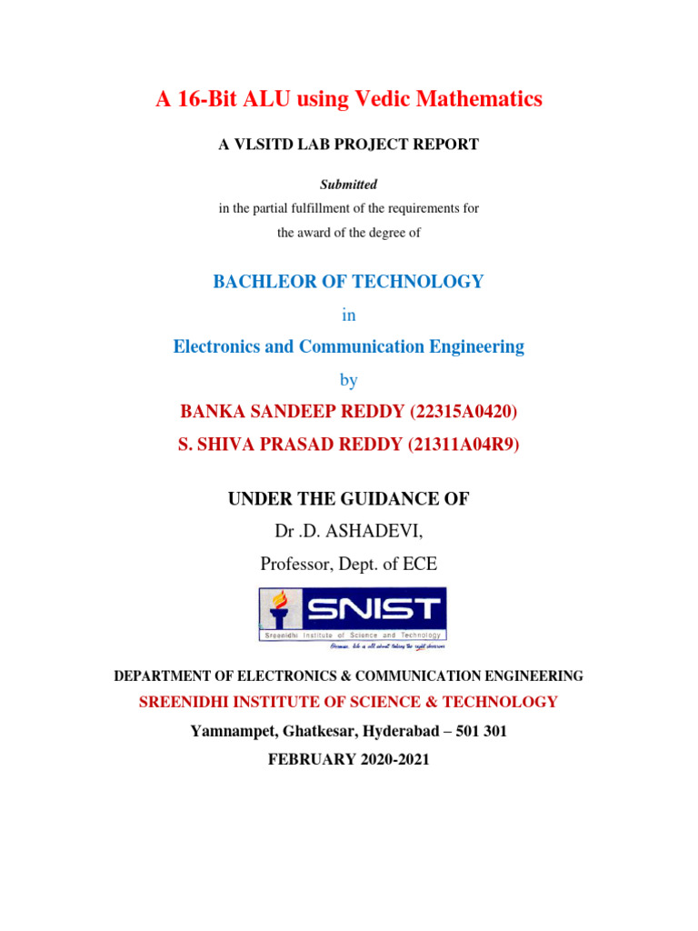 Vlsi Report 1 Pdf Division Mathematics Digital Electronics