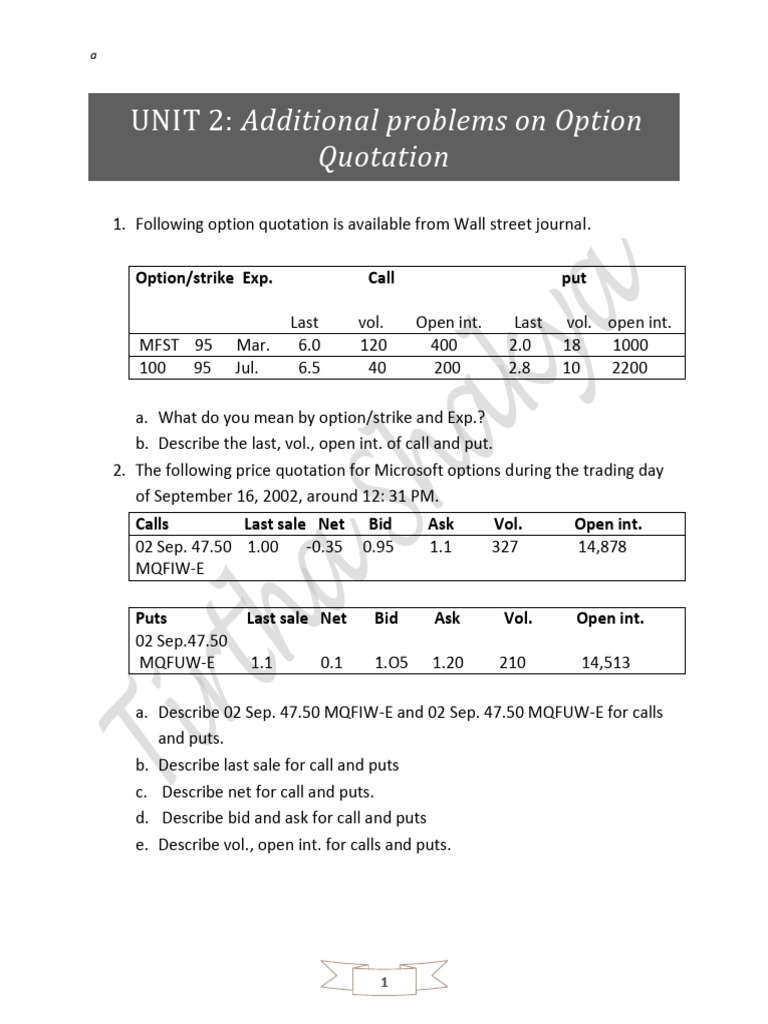Microsoft Option Quotations Overview | PDF | Finance & Money Management ...