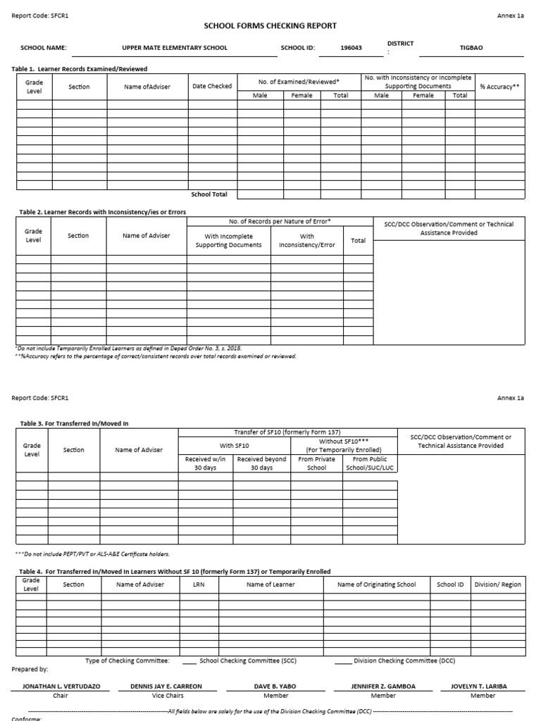 Upper Mate Elementary School Records Report | PDF