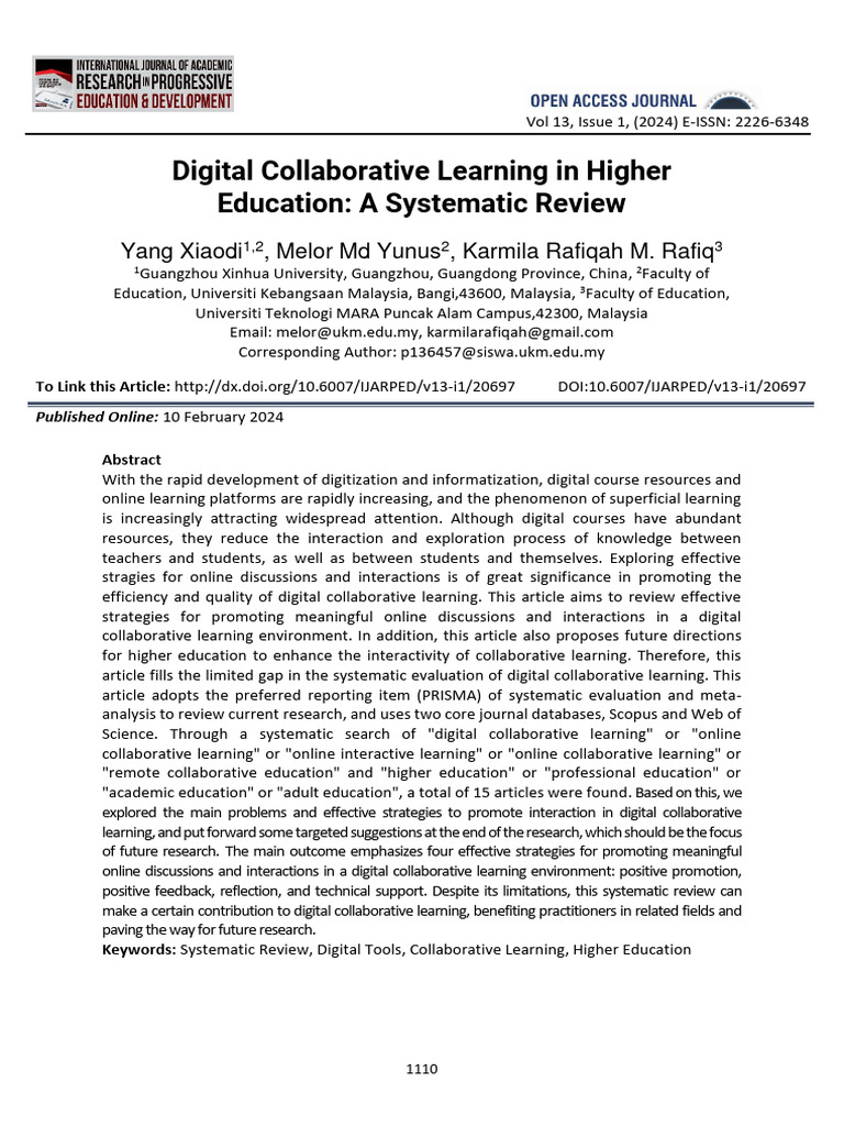 Digital Collaborative Learning Review | PDF | Learning | Systematic Review