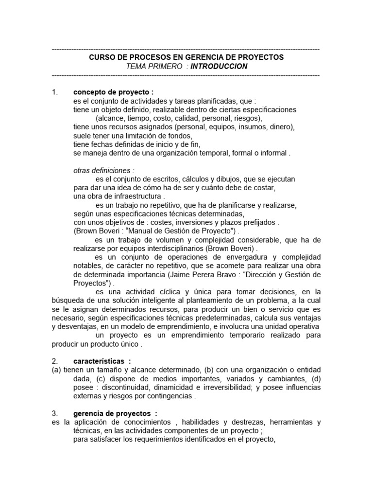 Introducción a la Gerencia de Proyectos | PDF | Iniciativa empresarial ...