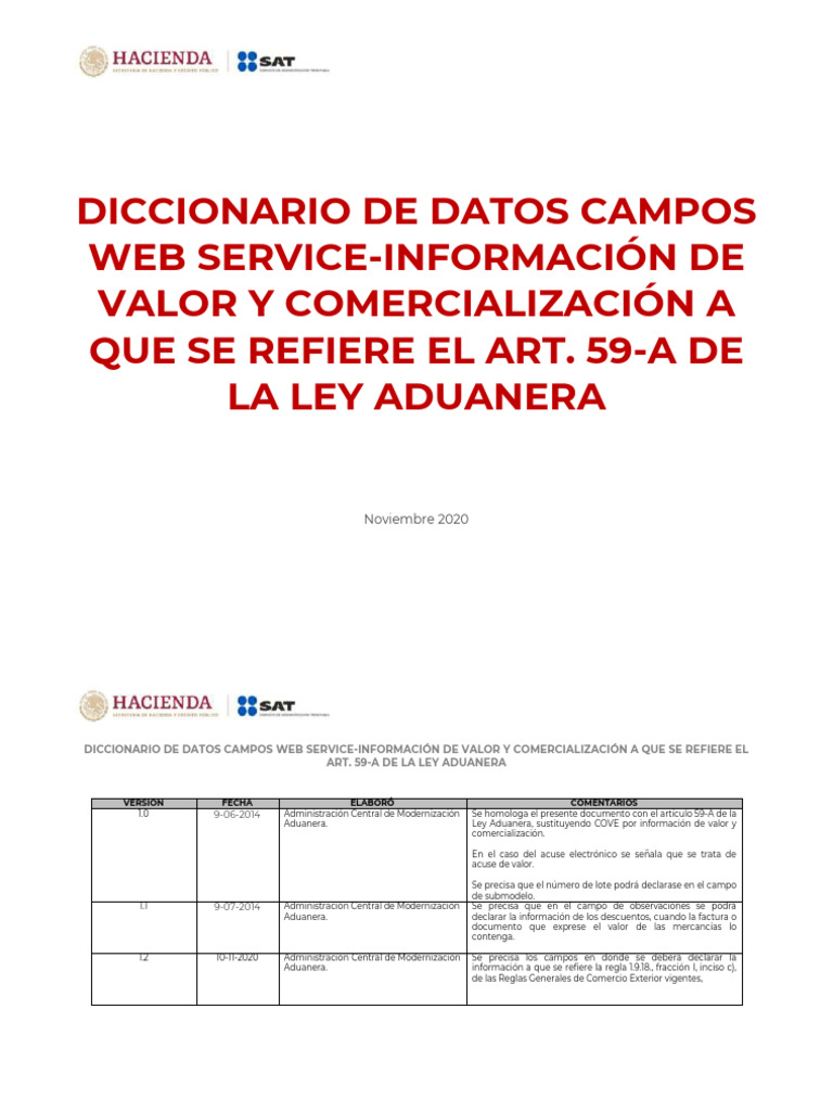 Diccionario de Datos COVE 17 Nov 2020 PDF México