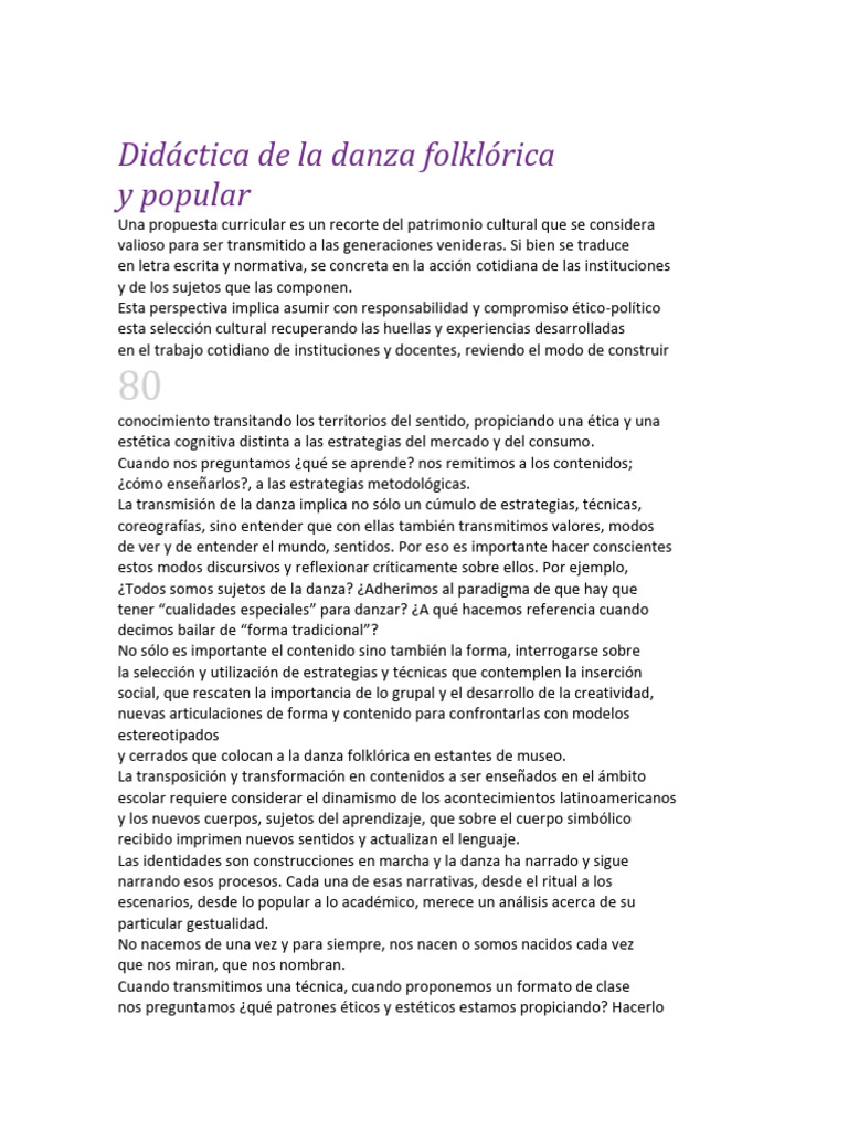 Didáctica de la Danza Folklórica y Popular | PDF | Bailes | Ritmo