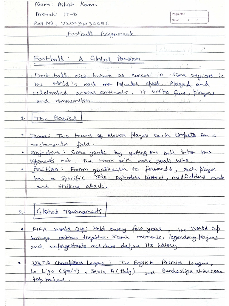 Football Assignment Ashish Kanan IT-D | PDF