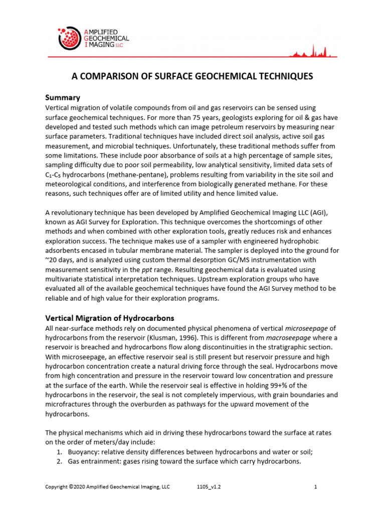 GEN Comparison Surface Geochem Techniques 1105 v1.2 | PDF | Soil ...