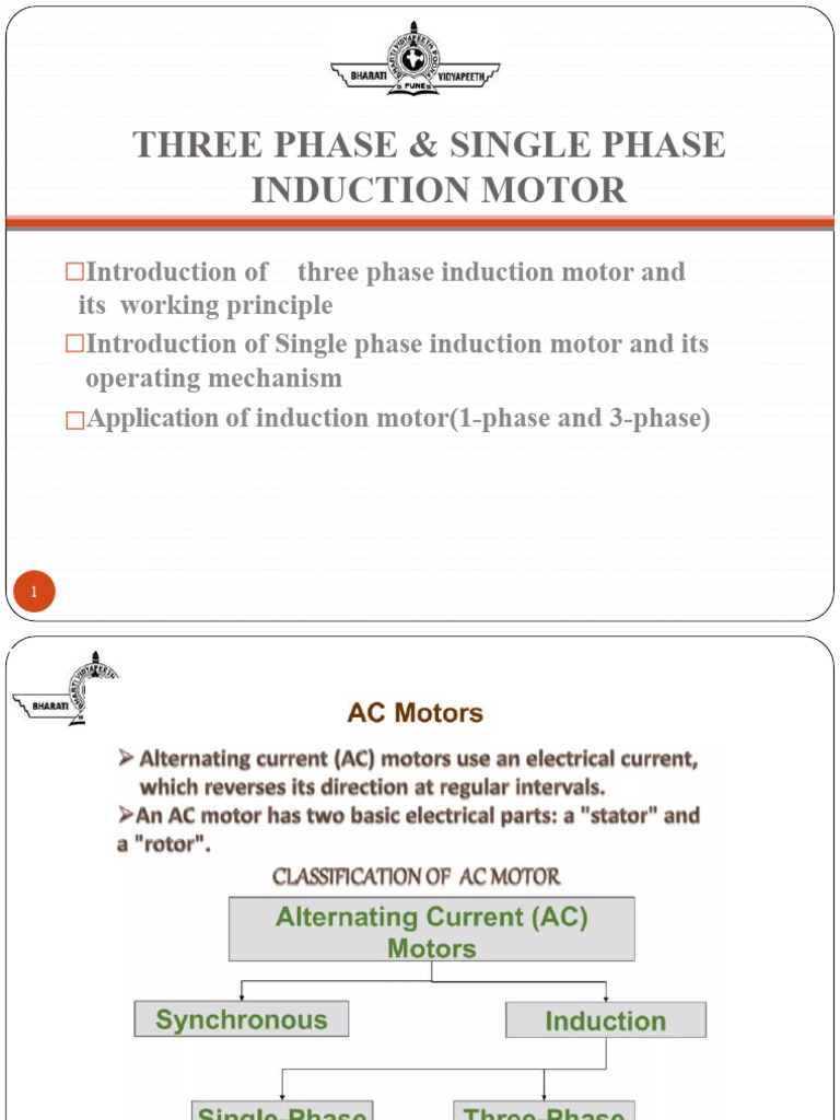 Threephase and Single Phase Induction Motor | PDF | Electric Motor ...