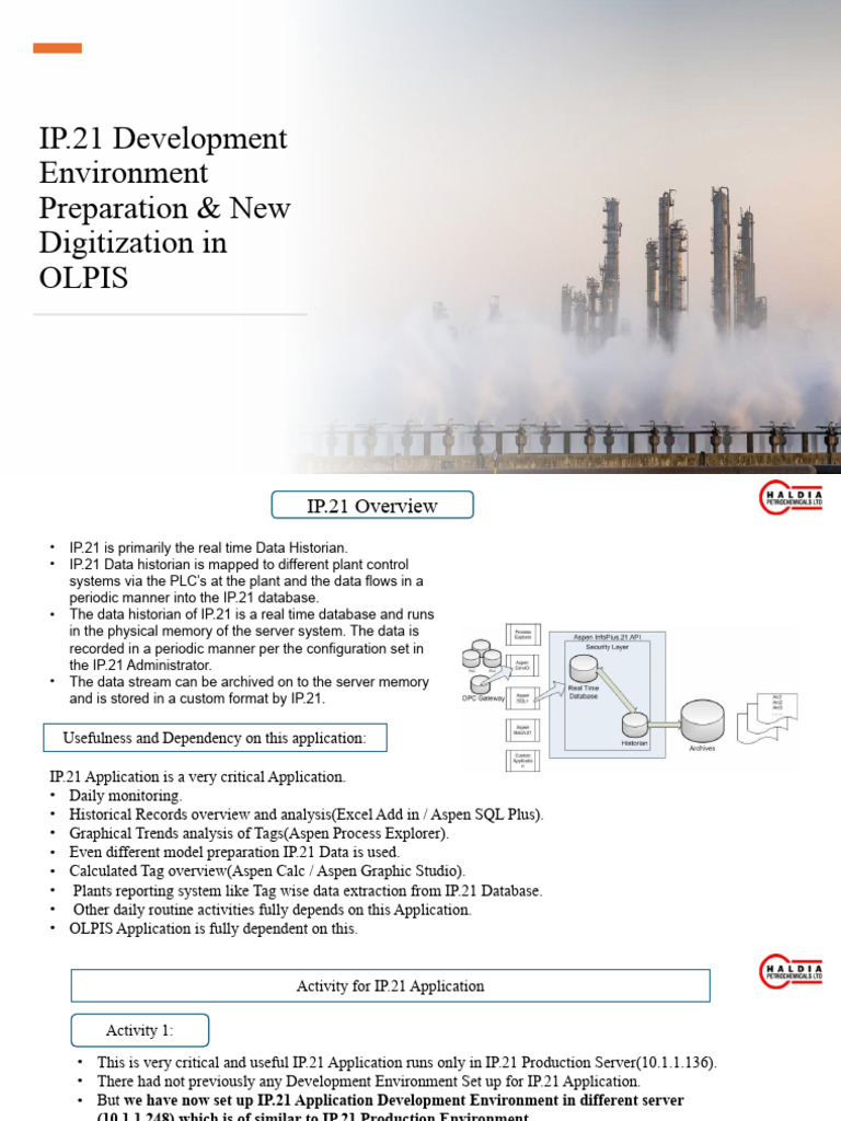 IP.21 Development Environment Preparation & New Digitization in OLPIS ...