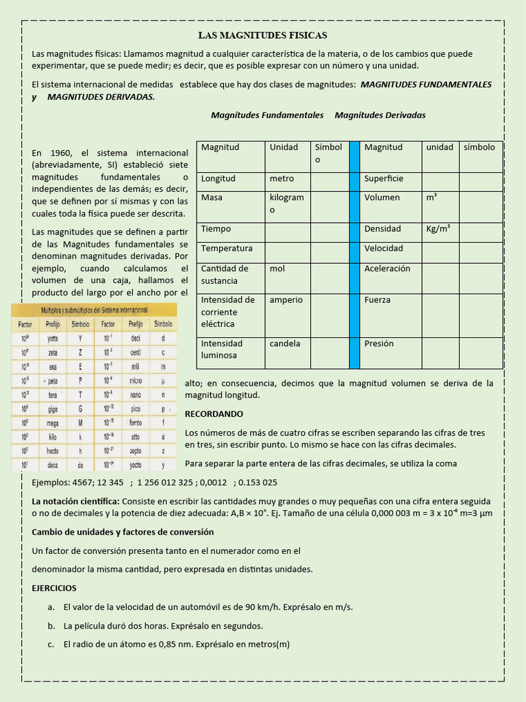 LAS MAGNITUDES FISICAS - Módulo de 5to. | PDF | Sistema Internacional ...