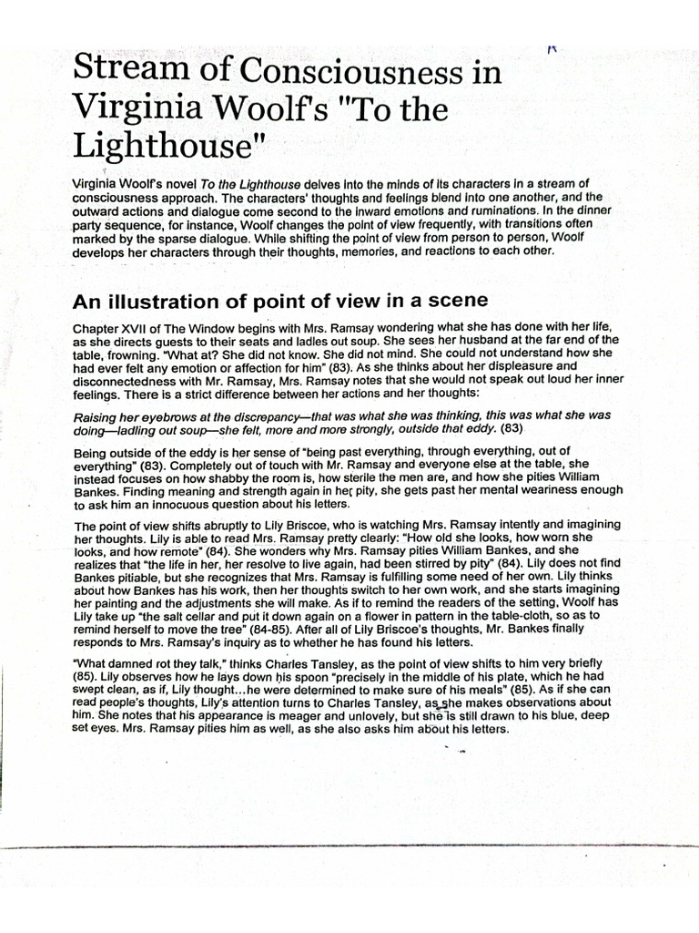 Stream of Consciousness in To The Lighthouse - 1 | PDF