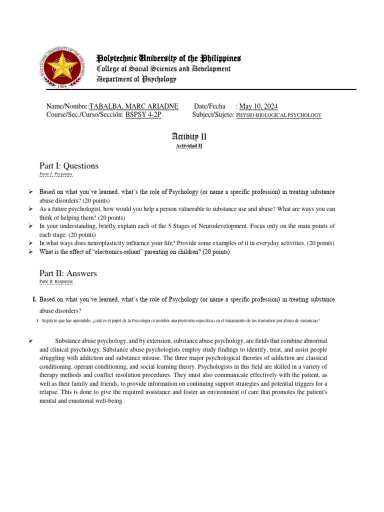 GRP5 Tabalba Marc Ariadne Ga2 | PDF | Nervous System | Neuron