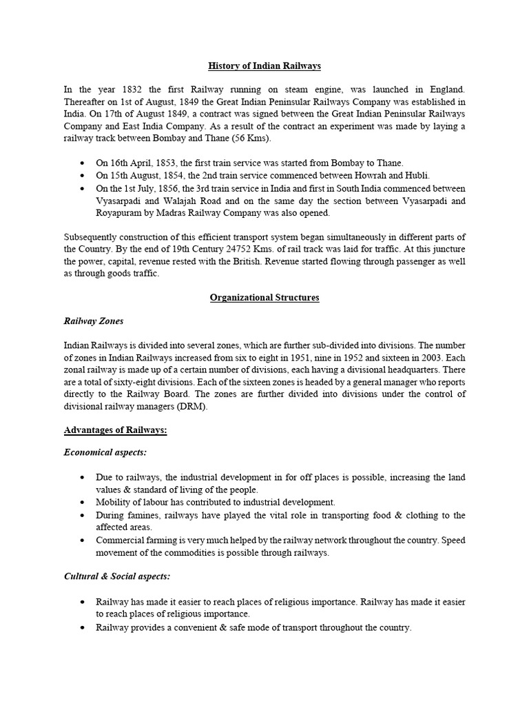 Overview of Indian Railways History | PDF | Track Gauge | Rail Transport