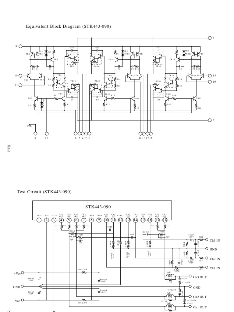 STK443-090 Block Diagram and Test Circuit | PDF