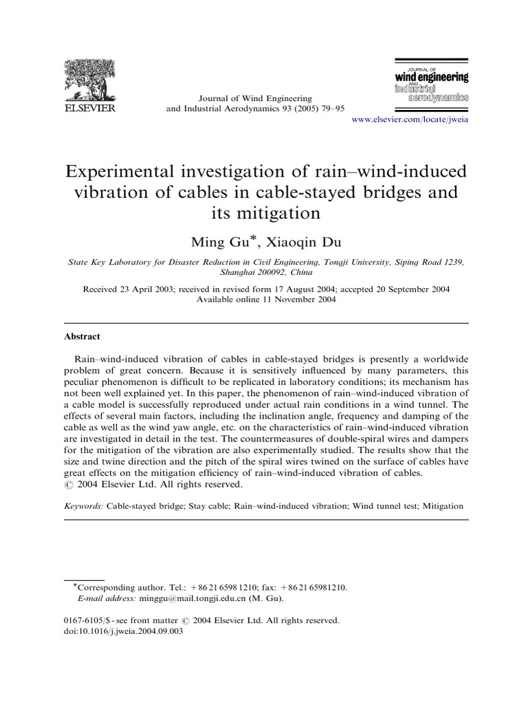 Experimental Investigation of Rain-Wind-Induced Vibration of Cables in ...