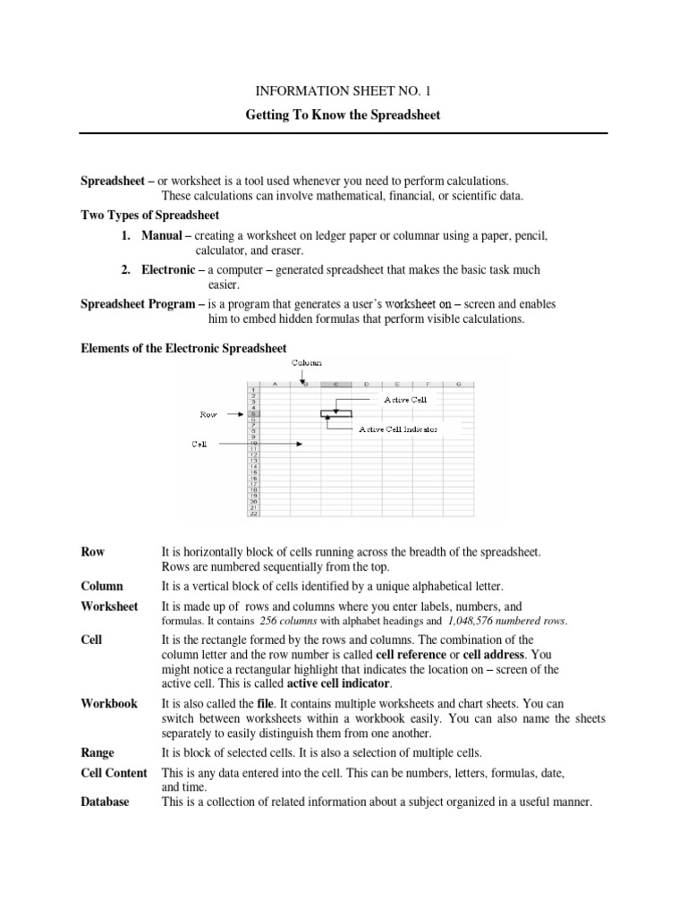 Understanding Spreadsheet Basics | PDF