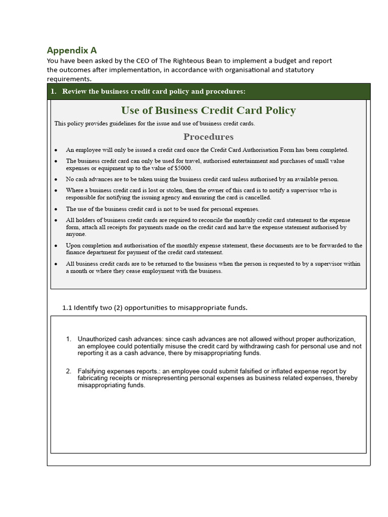 Business Credit Card Policy & Procedures | PDF | Credit Card | Procurement